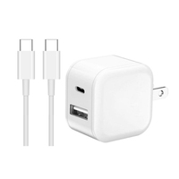 Kit de charge murale Type C à Type C dans une boîte Adaptateur secteur Usb C 20W avec câble PD