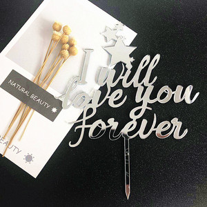 ท็อปเปอร์เค้กอะคริลิค รูปน้ำผึ้งและความหวาน ฉันจะรักคุณตลอดไป สีเงินและสีโรสโกลด์ สำหรับตกแต่งเค้ก - Product Image 4