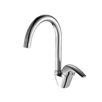 Robinet de cuisine monocommande en laiton chromé, pivotant à 360 degrés, pour eau chaude et froide, pour évier domestique
