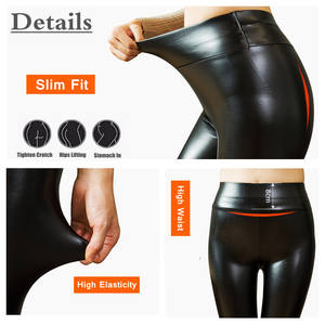 Pantaloni di moda donna <span class=keywords><strong>pelle</strong></span> sintetica a vita alta <span class=keywords><strong>Leggings</strong></span> caldi in velluto autunno primavera pantaloni Skinny lunghi a matita - Product Image 5