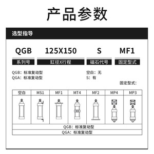 กระบอกลมมาตรฐาน Dde Dade Pneumatics Qgb ขนาด 80 100 160 200 250 400X50X150  โครงสร้างเหล็กทั้งหมด แรงดันสูง อะไหล่ระบบนิวเมติก - Product Image 4
