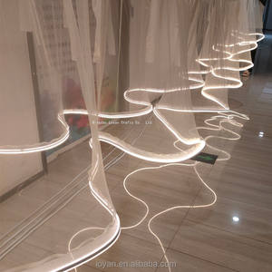 Décorations de plafond pour traiteur, accessoires pour mariage, fête, événement, vagues en forme de S, fil de chiffon blanc, draperie, bandes lumineuses LED - Product Image 3