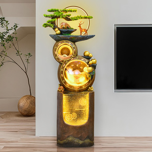 Gourde forme Fengshui cascade intérieure résine écologique étang à poissons rocheux décor de bureau et de jardin cadeaux d'ouverture d'affaires - Product Image 2
