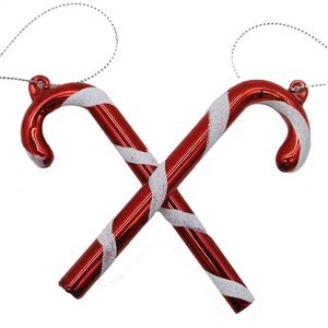 New Christmas White and Red Glass Cane Christmas Tree Hanging Ornaments - Product Image 3