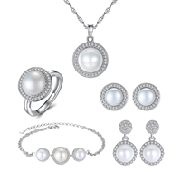 Daidan conjuntos de joyería de plata esterlina perlas naturales Cz collar perla elegante conjunto de joyería para mujer