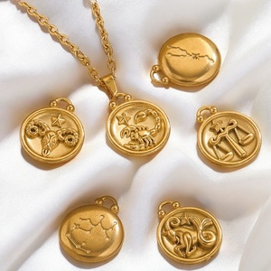 Colgante de Acero Inoxidable Personalizable con <span class=keywords><strong>Signo</strong></span> Zodiacal, Chapado en Oro de 18K, Resistente al Agua, Accesorios para Pulseras y Collares, Dijes de Joyería DIY - Product Image 6
