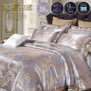 Juego de Ropa de Cama de Seda de Estilo Europeo Transpirable con Estampado Floral de 9 Piezas de Essino, Tamaño Queen, Decoración de Dormitorio Completa, Suave, Elegante y con Estilo - Product Image 5