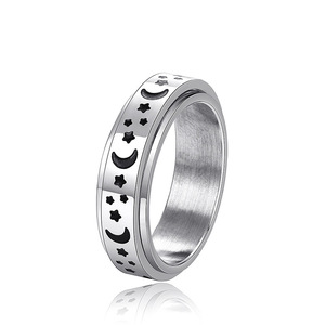 Bague rotative étoile et lune pour hommes et femmes, accessoires unisexes pour usage quotidien - Product Image 2