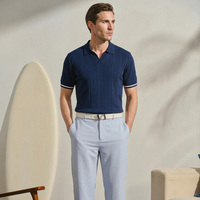 Pull tricoté pour homme à manches courtes, texture côtelée, coupe ajustée décontractée, anti-boulochage, anti-plis, mode été, ODM