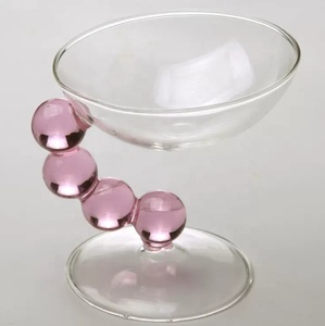 Bol à dessert en <span class=keywords><strong>verre</strong></span> à tige perlée noire personnalisé en gros - <span class=keywords><strong>Verre</strong></span> à cocktail artistique moderne pour glace et fruits - Product Image 4