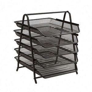 Metal Desk <b>Organizer</b> with 5 Sliding Trays for Letters and <b>Files</b> Holder - Product Image 2