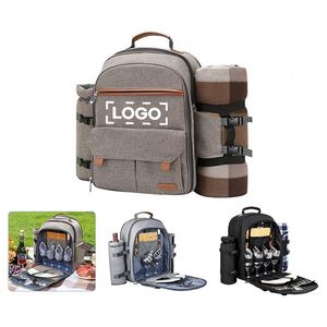 Picnic <b>Backpack</b> for 4 Person With Blanket Picnic Basket Set for 2 With Insulated <b>Cooler</b> Wine Pouch for Family Couples - Product Image 2