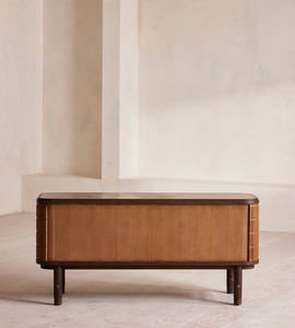 Aparador superior de mármol para sala de estar antiguo de estilo americano, gabinete de <span class=keywords><strong>buffet</strong></span> de almacenamiento de <span class=keywords><strong>cocina</strong></span> con puertas deslizantes estriadas - Product Image 5