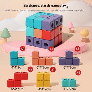Jouet de construction géométrique 3D en <span class=keywords><strong>bois</strong></span> pour enfants d'âge préscolaire, jouet éducatif STEM, blocs de construction à assembler - Product Image 5