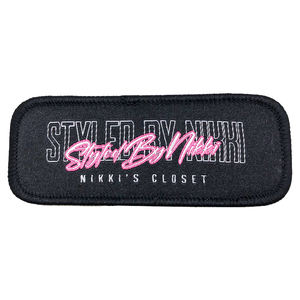 थोक कस्टम पॉलिएस्टर बुना हुआ कपड़े पैच डिजाइन लोगो नाम बुना हुआ बैज - Product Image 2