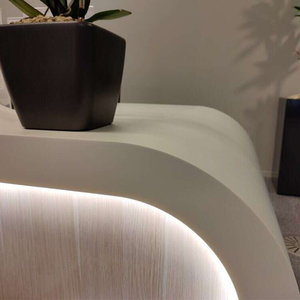 Mostrador de recepción de forma ovalada de Material de superficie sólida blanca Mostrador de <span class=keywords><strong>recepcionista</strong></span> de oficina de Grado Superior desde el escritorio para 3 personas - Product Image 4
