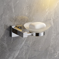 Support mural moderne et portable pour savon Metalique 50075-CR, chromé, en alliage de zinc et verre, pour hôtel, salle de sport, salle de bain et cuisine