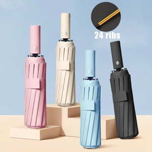 Parapluie UV pliable de voiture de voyage compact, coupe-vent, portable, automatique, à trois ouvertures fortes avec logo personnalisé - Product Image 2