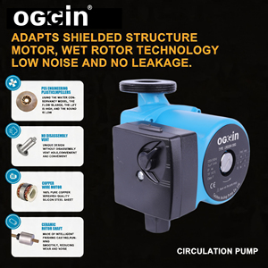 Pompe de circulation d'eau chaude silencieuse OGGIN 32-6-130G, hauteur de refoulement 6m, <span class=keywords><strong>circulateur</strong></span> automatique pour chauffage par le sol et solaire, 1,25 pouce DN32 130mm - Product Image 2