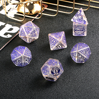 Lot de 7 dés géant nd, jeu de société, 7 pièces, bleu translucide, plateau D & D, avec boîte en métal, pour jeux vidéo