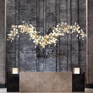 Luminaire suspendu moderne personnalisé en feuille de Ginkgo en or branche artistique design lustre de plafonnier de hall d'hôtel décoratif pour hall d'entrée - Product Image 3