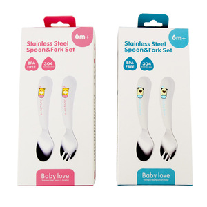 Cuchara de acero inoxidable para niños lindos de grado alimenticio, juegos de <span class=keywords><strong>cubiertos</strong></span> para niños, juego de tenedor y cuchara plateados - Product Image 2
