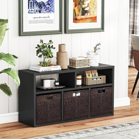 Étagère de rangement modulaire en métal moderne à profil bas avec 5 cubes, présentoir en grille pour salon et mobilier de maison