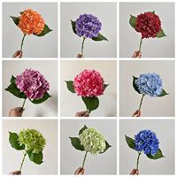 Grandes fleurs d'hortensia en soie multicolores faites à la main, 5 têtes, artificielles, rouge foncé, pour la décoration de jardin, de mariage et d'intérieur