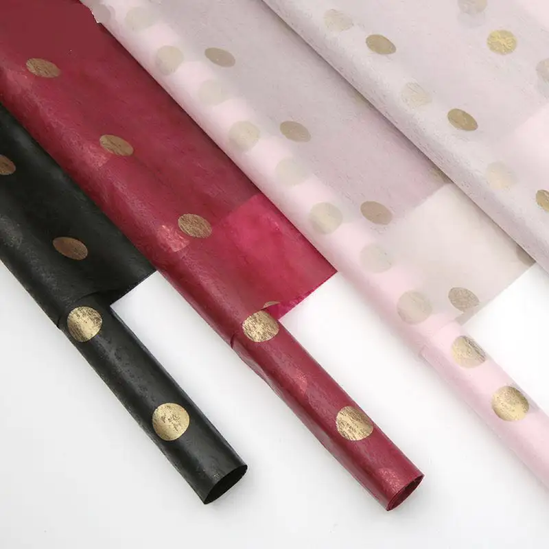 New thin paper cotton paper dot with waterproof bouquet wrapping paper lined with hand rubbing