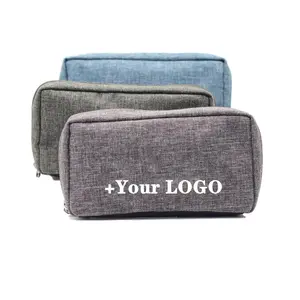 Fashion Eco Canvas Makeup Toiletry Bags Travel Plain Cotton Zipper Custom Cosmetic Pouch Bag With Custom Logo