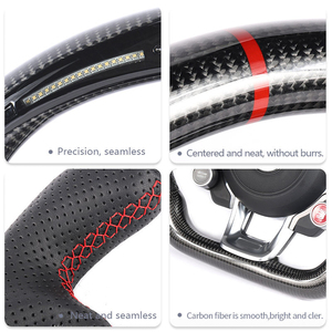 เหมาะสำหรับพวงมาลัยรถยนต์ <span class=keywords><strong>Volkswagen</strong></span> ปี 2012-2019 รุ่น Golf R-Line GTI GTS GLI Mk7 Mk6 GTD GTE <span class=keywords><strong>Jetta</strong></span> Passat Cc พร้อมไฟ LED คาร์บอนไฟเบอร์สำหรับรถแข่ง - Product Image 4
