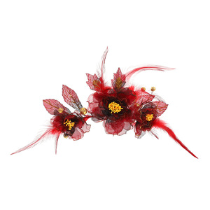 Nuevo diseño original, hecho a mano, estilo antiguo, tocado Hanfu rojo oscuro, pinza para el pelo, accesorio de maquillaje, adorno para el cabello con estampado en caliente - Product Image 5