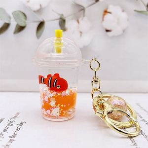 Acrylic Milk <b>Bottle</b> Milk Tea Cup Keychain Animal <b>Ocean</b> Floating Liquid Oil Keychains for Student Book Bag Car Small Pendant - Product Image 3