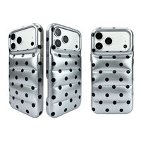 Étui de luxe en PU intégral avec motif à pois, protection 360° et porte-cartes pour iPhone 18/17/16/15 Pro Max Series