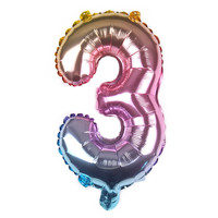 Ballon en aluminium à chiffres dégradés arc-en-ciel de 16 pouces (du 0 au 9) pour décoration murale de fête d'anniversaire