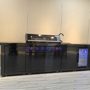 Boerna Premium Black Acero inoxidable <span class=keywords><strong>Cocina</strong></span> clásica para exteriores con fregadero Parrilla Nevera <span class=keywords><strong>Encimera</strong></span> de mármol de 6 quemadores - Product Image 6