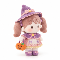 Jouets en peluche de sorcière d'Halloween mignons pour filles, vente en gros, animaux en peluche personnalisés, poupée sorcière violette en peluche
