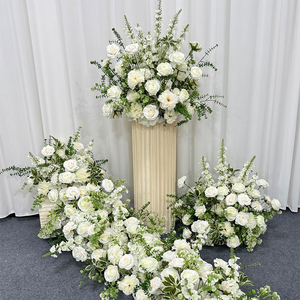 Rosas Blancas Artificiales, Flores de Seda y Plantas Verdes para Decoración de Bodas, Guía para Centros Comerciales - Product Image 2