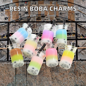 100 piezas de dijes de resina de color degradado para té de burbujas Boba, para joyería DIY, pendientes, collares y decoración del hogar - Product Image 3