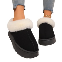 Bottes d'hiver décontractées pour femmes en daim de vache véritable, doublées de laine de mouton, à enfiler, à semelle plate épaisse, plateforme, chaudes, courtes et thermiques