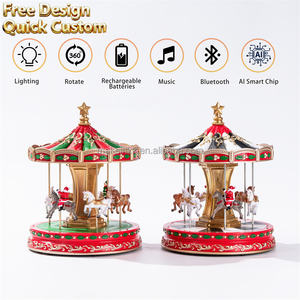 नए प्रबुद्ध कैरोसेल संगीत बॉक्स प्लास्टिक कोरियन कार्टून शैली बच्चों के लिए क्रिसमस उपहार सजावट - Product Image 3