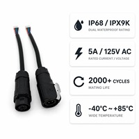 Conector de Cable de Alimentación Industrial M12 de 4 Pines, Impermeable, Macho y Hembra, Conexión Rápida, IP68, 2000 Ciclos de Acoplamiento