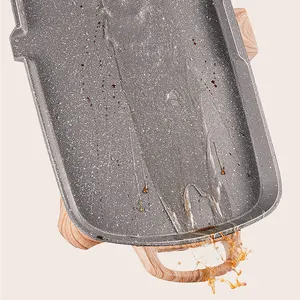 समायोज्य थर्मोस्टेट बड़े Nonstick हाथ की सफ़ाई चिकित्सा पत्थर बिजली की कड़ाही फ्लैट शीर्ष ग्रिल बिजली रोटी पकाने का तवा