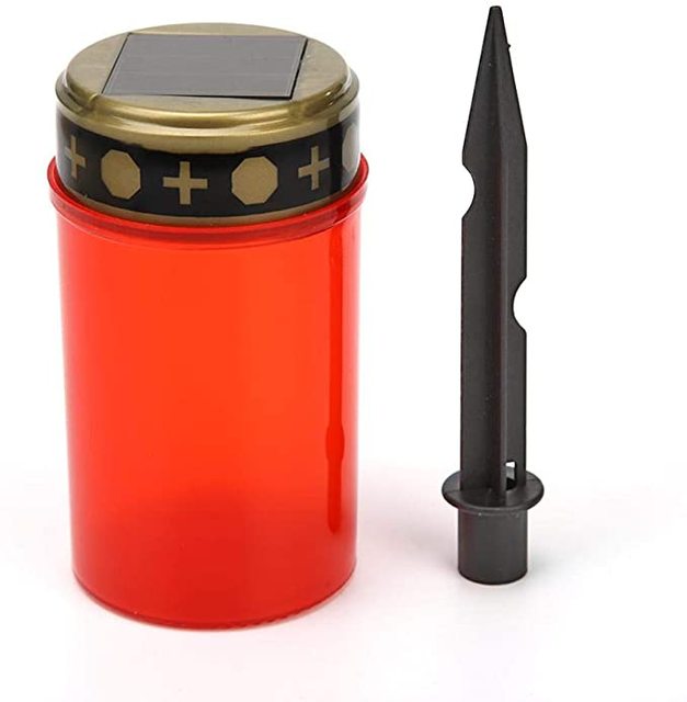 7*25cm Waterproof Outdoor Solar Grave Light Church Holiday Decorative Memorial Candle Light