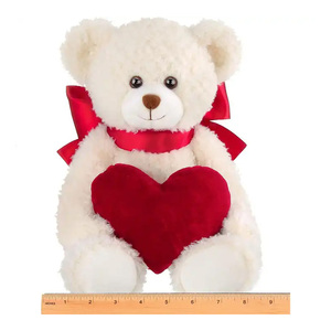 Ourson en peluche Cuddly Saint-Valentin en gros avec nœud rouge, jouet en peluche doux pour anniversaires - Product Image 4
