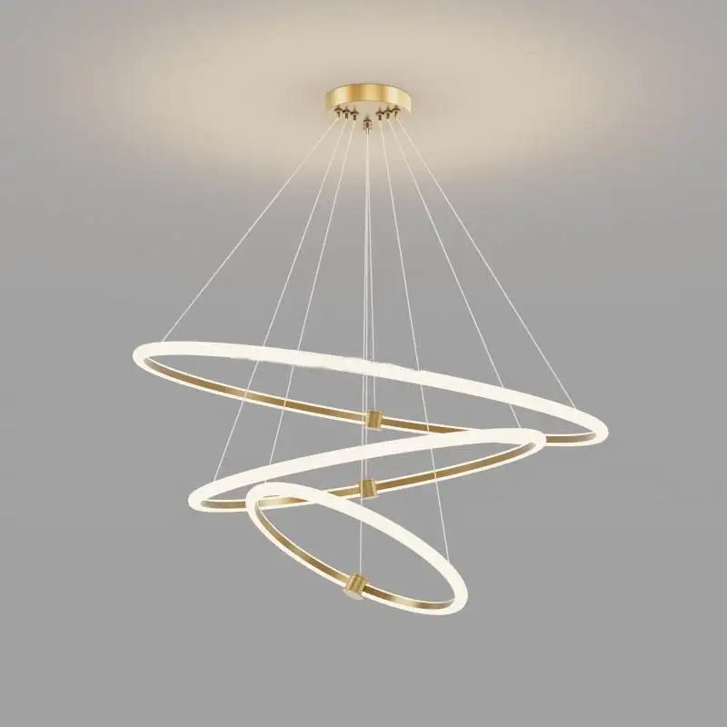 Circle Ring Acrylic Gold Simple indoor LED Chandeliers Ceiling Pendant Lights Luxury lamp for home hotel villa room decoration