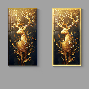 Sang trọng lối vào trang trí HD in Canvas LED Elk khung động vật nghệ thuật hiện đại Tempered Glass pha lê sứ sơn - Product Image 3