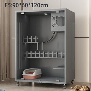 กรงเลี้ยงแมวสองชั้นทำจากไม้เนื้อแข็งหรูหราพร้อมปุ่มปิดดีไซน์ทนทาน - Product Image 5