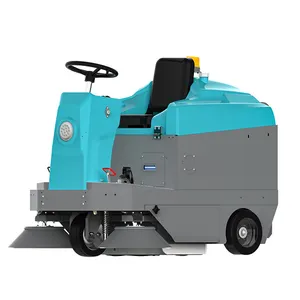 PB135 Cepillo automático Ride-on Máquina de limpieza de calles Conducción Batería de litio Barredora de piso Coche con cubo de basura de 180L