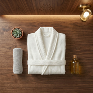 Peignoir <span class=keywords><strong>de</strong></span> <span class=keywords><strong>luxe</strong></span> en coton blanc, personnalisé, doux et <span class=keywords><strong>de</strong></span> qualité supérieure, idéal pour les chambres d'hôtel (vente en gros) - Product Image 6